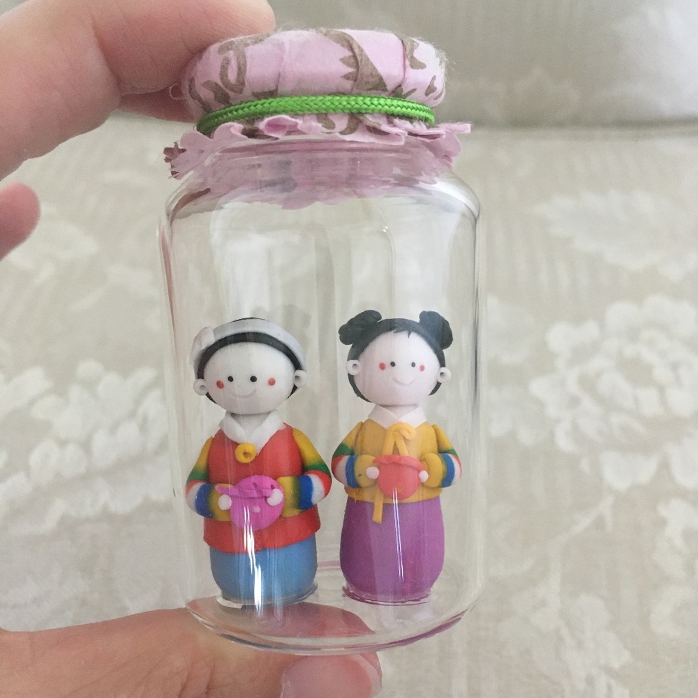 3/$20 Traditional Handmade Korean Folk Dolls in a Bottle